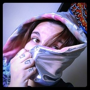 Silver holo and tie die hood